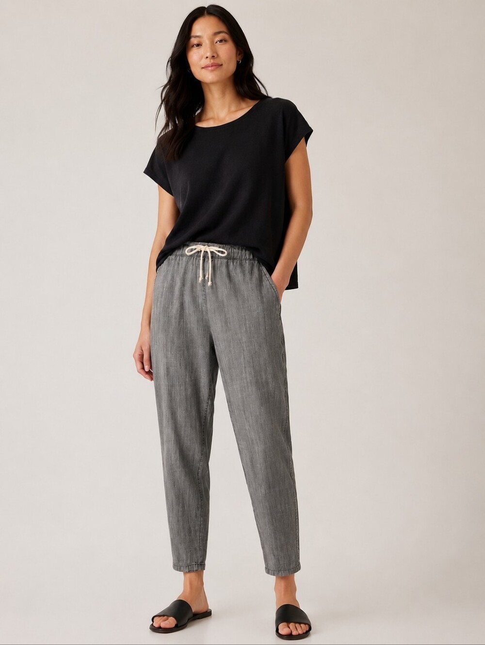 ❤️ EILEEN FISHER HIGH RISE SLOUCHY ANKLE PANTS, XXS